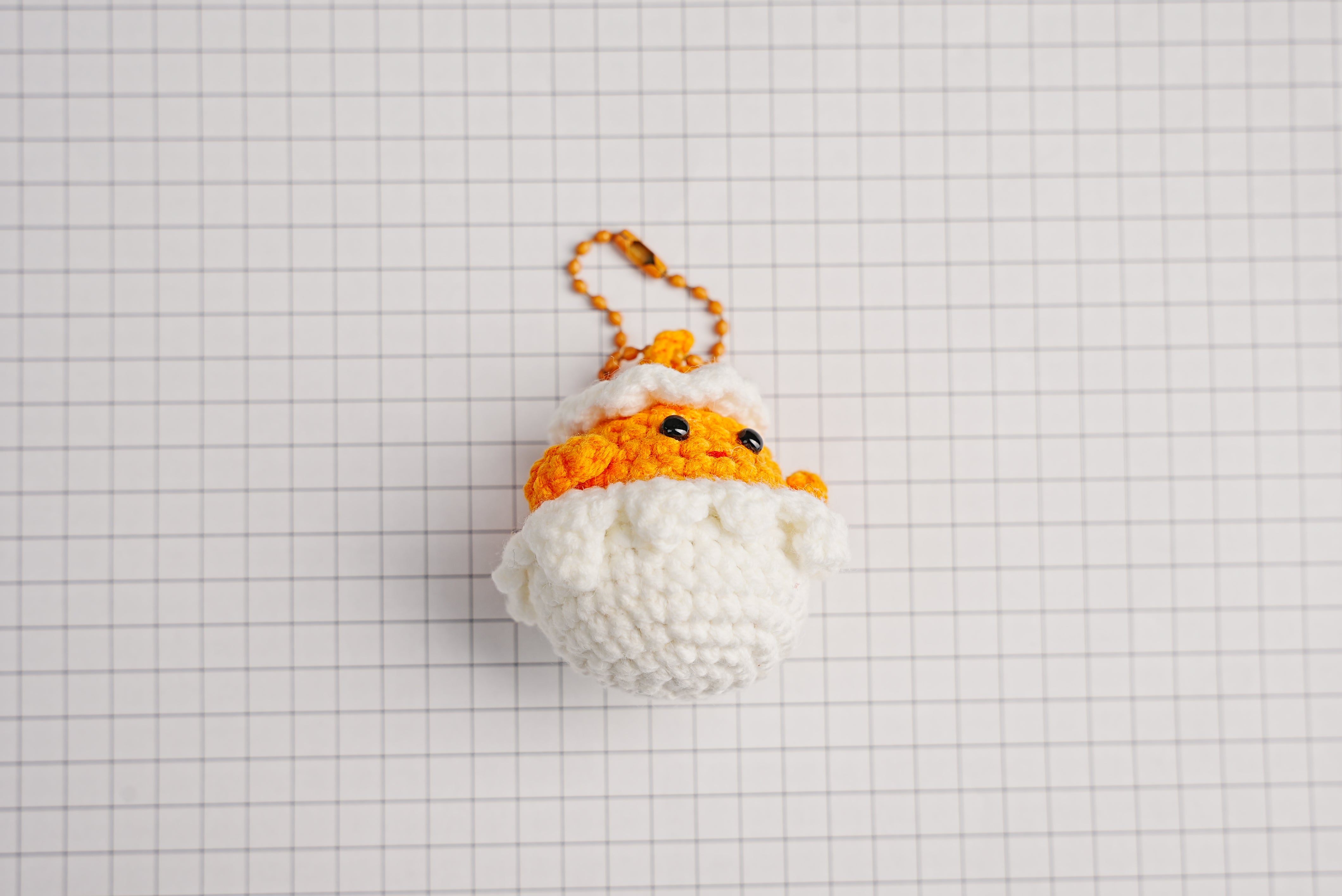 Eggshell Buddy Crochet Charm Keychain